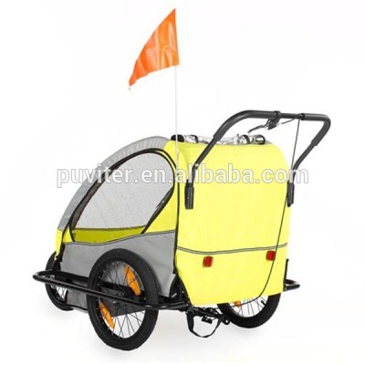 Easy Install Bicycle Baby Trailer Folding Child Baby Bike Trailer For Two Children