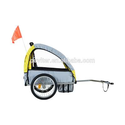 Factory Double Baby Bike Trailer Folding Child Carrier Trailers With Suspension