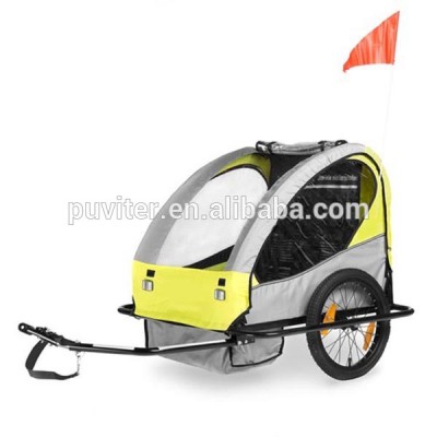 Foldable Twin Baby Bike Trailer Quick Release Stroller For Kids